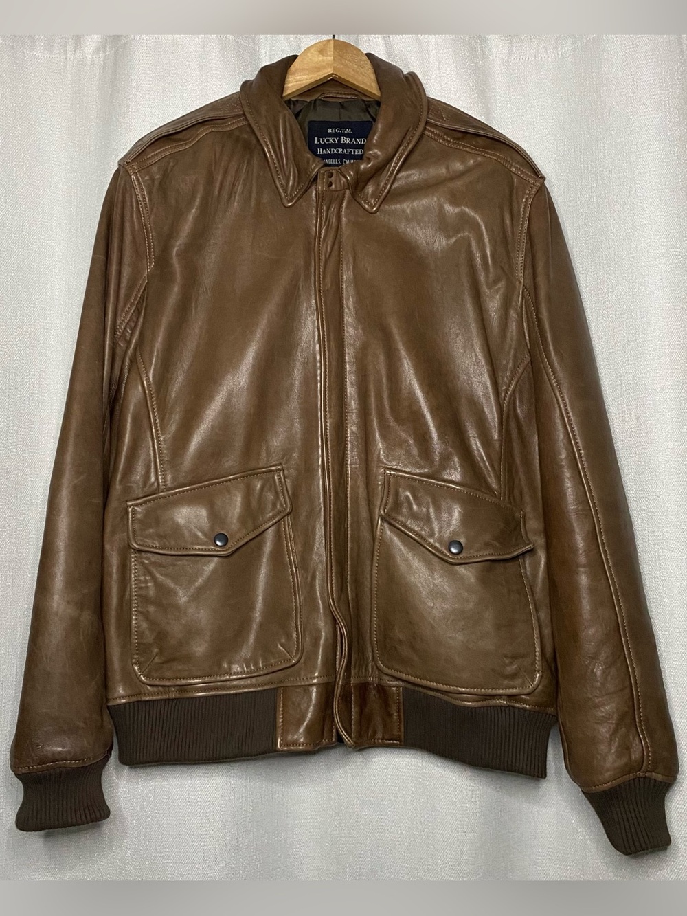 Lucky Brand Men's Northridge Lamb Leather Bomber Jacket - Size XXL